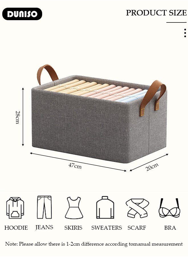 6pcs Foldable Closet Storage Organizer with Steel Frame,Wardrobe Clothes Organizer For Organizing Clothing, Sheets, Toys, Books,Washable Closet Storage Boxes with Carrying Handles Cube Stackable Storage Bin for Home Bedroom Office