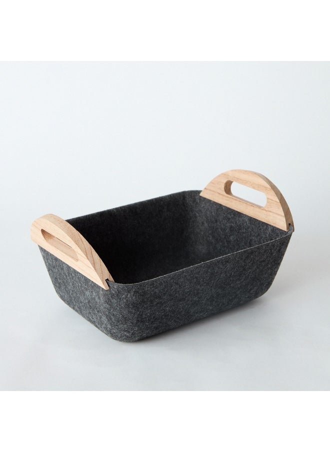 Geben 3-Piece Felt Basket Set with Wooden Handle 32 x 12 x 25.5 cm