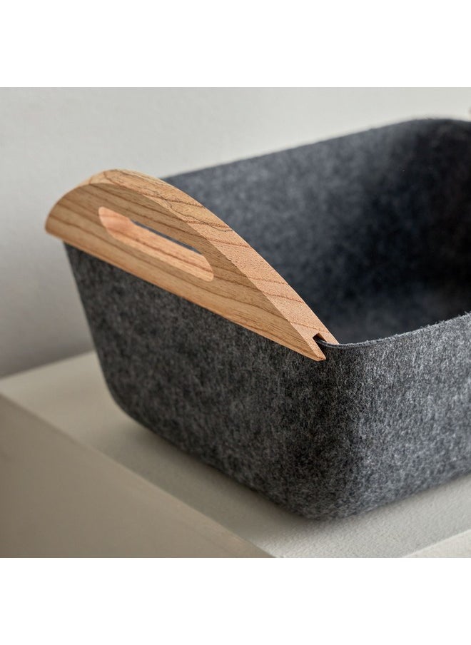 Geben 3-Piece Felt Basket Set with Wooden Handle 32 x 12 x 25.5 cm
