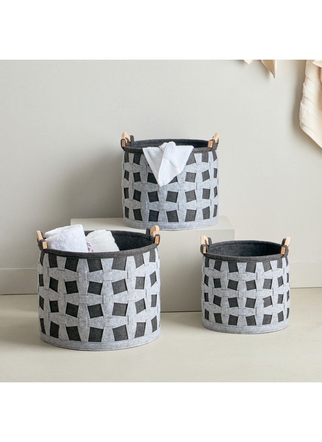 Circular 3-Piece Felt Basket Set 40 x 32 x 40 cm