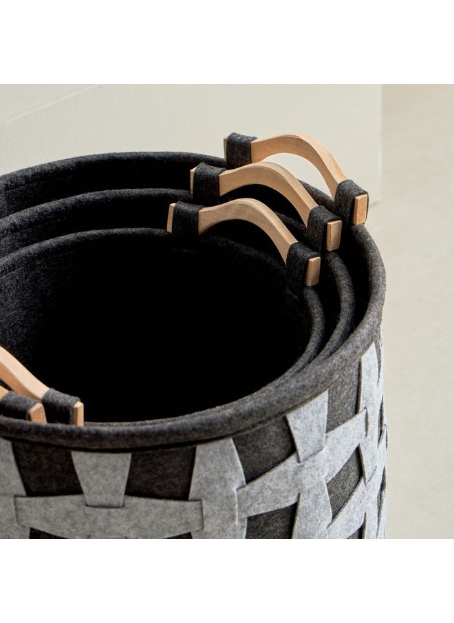 Circular 3-Piece Felt Basket Set 40 x 32 x 40 cm