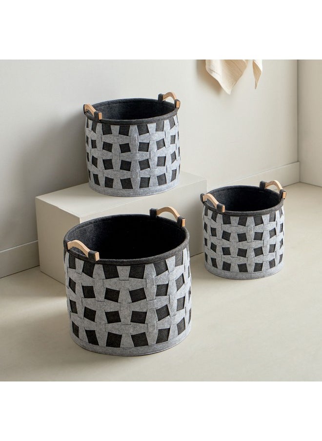 Circular 3-Piece Felt Basket Set 40 x 32 x 40 cm