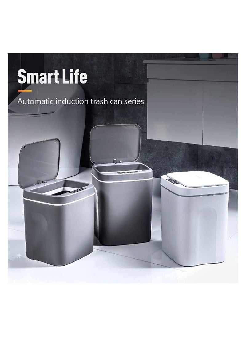 Intelligent Trash Can Automatic Sensor Dustbin Battery Version 14L Smart Sensor Electric Waste Bin Home Trash Can for Kitchen Bathroom Garbage with 50 pieces trash bags (14L, Grey)