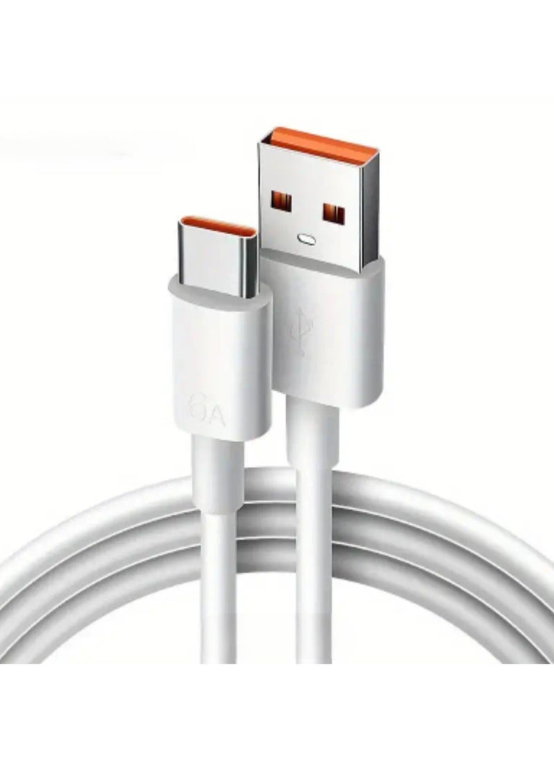 USB-TYPE-C 66W Fast Charging Cable, 6A Type-C Line 1M Original C Fast Charger Cable, 2.0 Type C Data USB Cable, Compatible with Most Type C Devices Charging and Data Transfer (WHITE)§