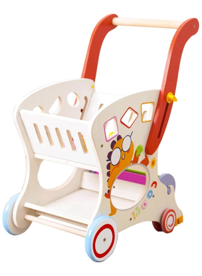 2-in-1 Baby Walker and Toddler Shopping Cart Toy – Adorable Learning Walker with Wheelbarrow Design, Educational Push Cart for Baby’s First Steps, Role Play, and Motor Skill Development