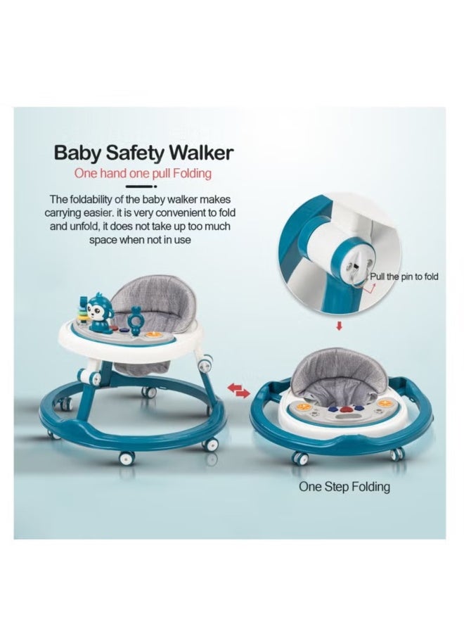 Baby Walker Multifunctional Anti-Rollover Anti-O Folding 6-18 Months with Music