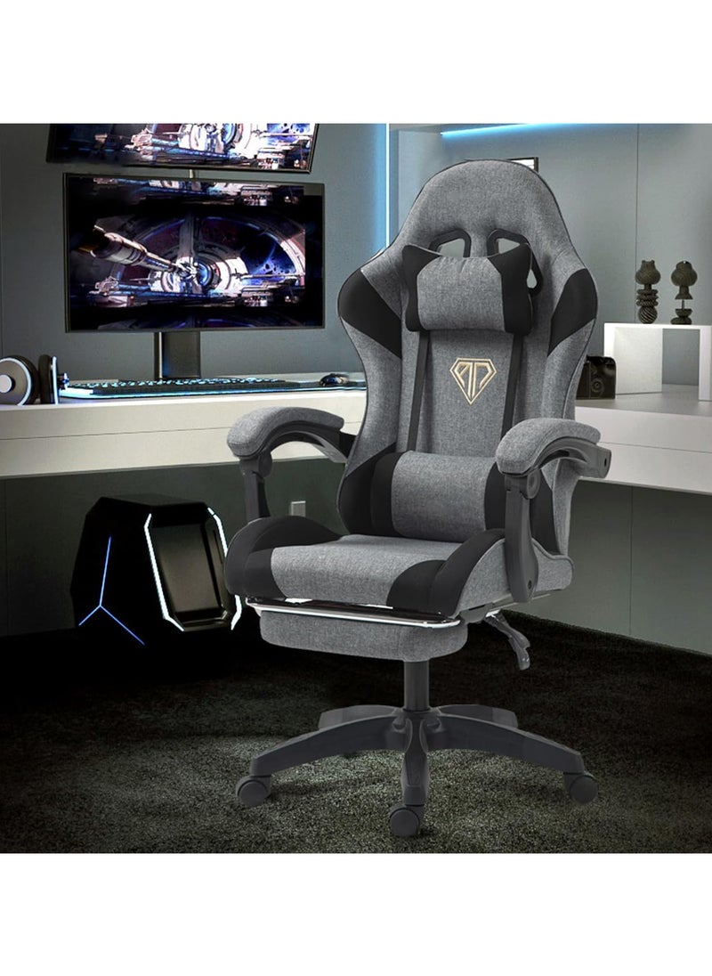 Gaming Chair Computer Chair, Ergonomic High Back Fabric Gaming Chair, Tilt and Height Adjustable Computer Chair with Neck and Massaging Lumbar Support for Office or Gaming