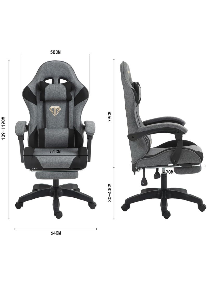 Gaming Chair Computer Chair, Ergonomic High Back Fabric Gaming Chair, Tilt and Height Adjustable Computer Chair with Neck and Massaging Lumbar Support for Office or Gaming