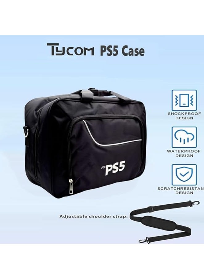 Travel Storage Cross Bag For PS5, - Luxury Waterproof Shoulder Bag For Playstation 5, Console & Accessories Storage Organizer (Black)