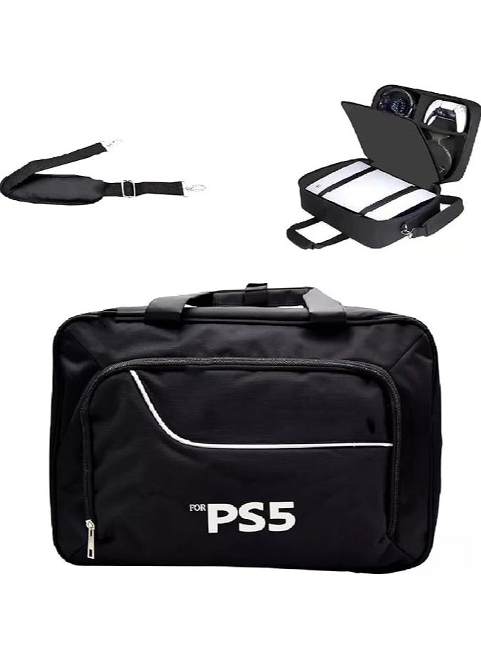 Travel Storage Cross Bag For PS5, - Luxury Waterproof Shoulder Bag For Playstation 5, Console & Accessories Storage Organizer (Black)