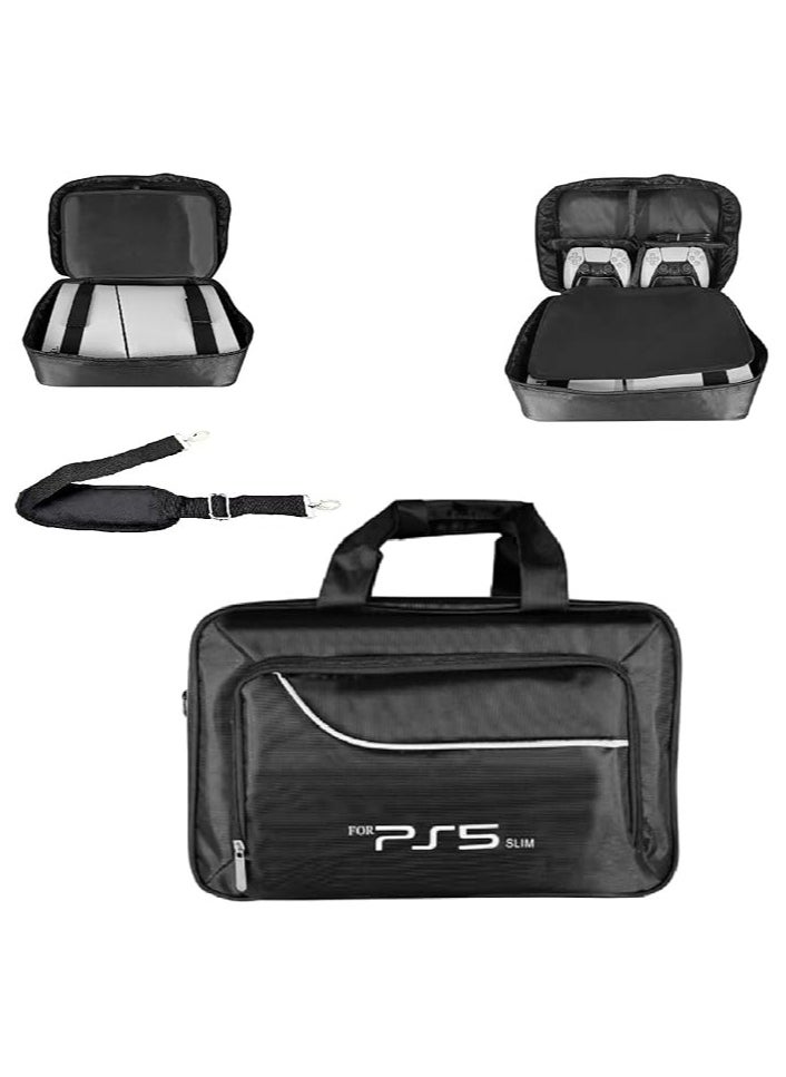 PS5 SLIM Travel Storage Cross Bag For PS5 Slim, - Luxury Waterproof Shoulder Bag For Playstation 5, Console & Accessories Storage Organizer (Black)