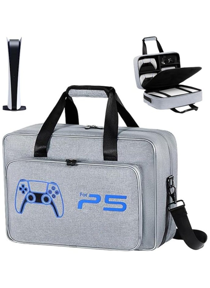 Travel Storage Cross Bag For PS5 Luxury Waterproof Shoulder Bag For Playstation 5 Console & Accessories Storage Organizer Grey