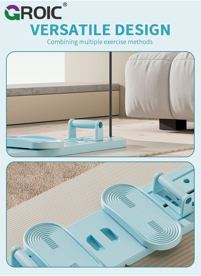 Multifunctional Exercise Board with Resistant Band Push-up Handle Holds, Ski Exercise Machine Leg Exerciser, Foldable Exercise slide machine Multi-Purpose Leg, Pilates Board Fitness Push Up Board