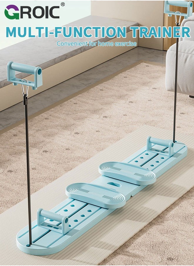 Multifunctional Exercise Board with Resistant Band Push-up Handle Holds, Ski Exercise Machine Leg Exerciser, Foldable Exercise slide machine Multi-Purpose Leg, Pilates Board Fitness Push Up Board