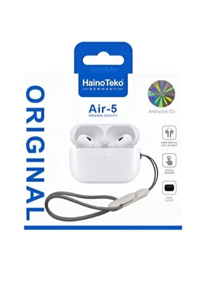 Haino teko air 5 Germany Wireless In-Ear Bluetooth For iPhones And Androids White, Haino Teko Air 5 Wireless Earphone