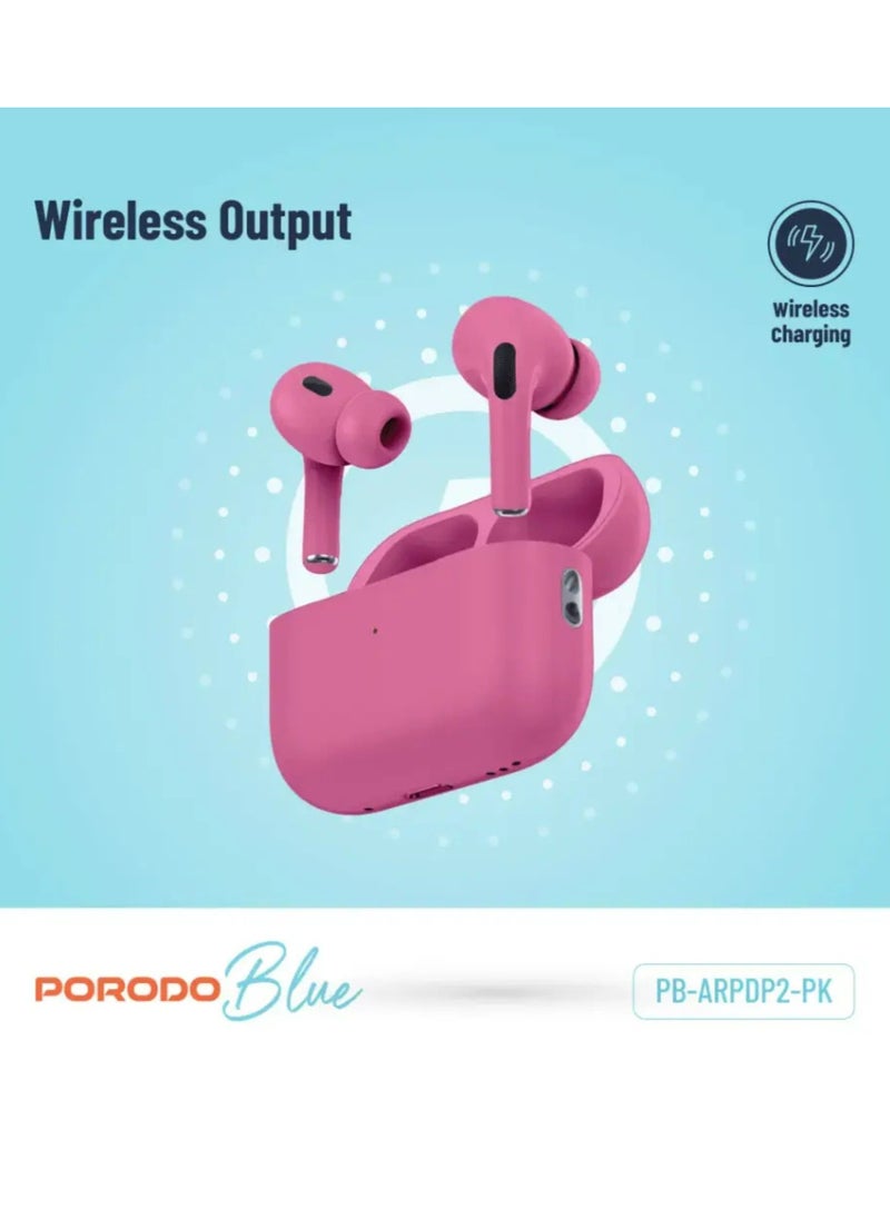 Blue Deep Bass Wireless Earbuds Pro 2 with Swipe Volume Pink