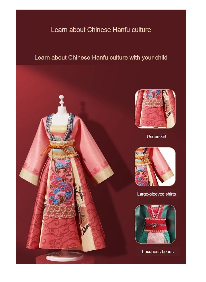 China Hanfu Dressing Doll Clothing Designer Handmade DIY Material Kit Birthday Gift for Girls Hanfu Design - Purple Chinese Traditional Formal Dress Clothing Toy Educational Cuddly Trendy New Fashion Popular Beautiful Festival Children's Character Creative Classical Traditional Tang Yun Jia Ren [Can make 5 sets of formal dresses at the same time] Gift Box Set