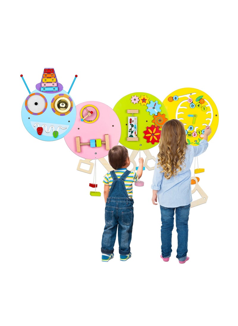 Caterpillar Activity Wall Panels for Toddlers – Educational Sensory Wall Toy with 8 Interactive Games, Preschool Learning Activities, Montessori-Inspired Toddler Room Décor, Ideal for Classrooms & Playrooms