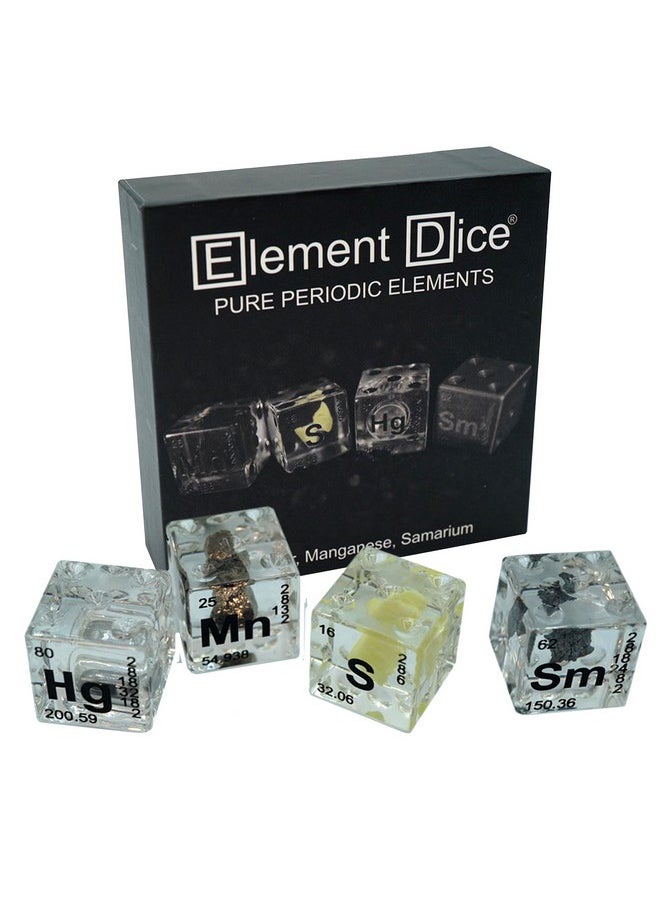 Element Dice (Set F) (Mercury, Sulfur, Manganese, Samarium) 4 Piece Dice Set - Dice Inspired By The Periodic Table Of The Elements, As Seen On Kickstarter! Pure Periodic Metal Dice By Element Dice™