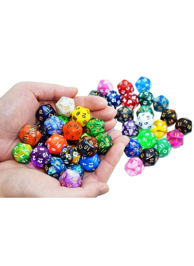 50-Pack 20 Sided Dice D20 Polyhedral Dice With Pouch For Dnd Rpg Mtg Table Game