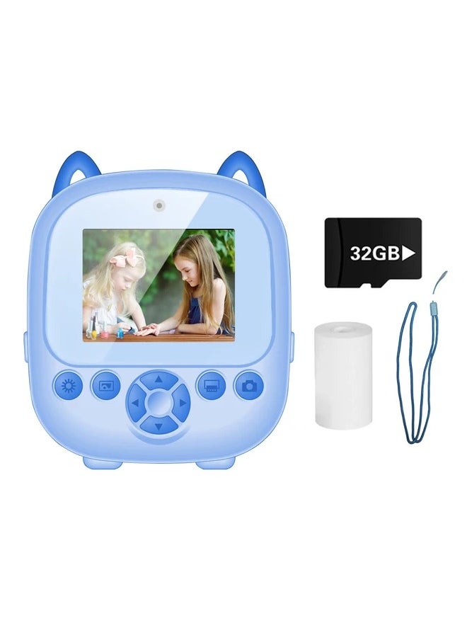 Kids Digital Camera with Thermal Printer | 2.4-Inch Screen | 1080P Dual Cameras for Photos & Videos | Instant Inkless Printing | Fun Games & Music | Portable Gift for Children