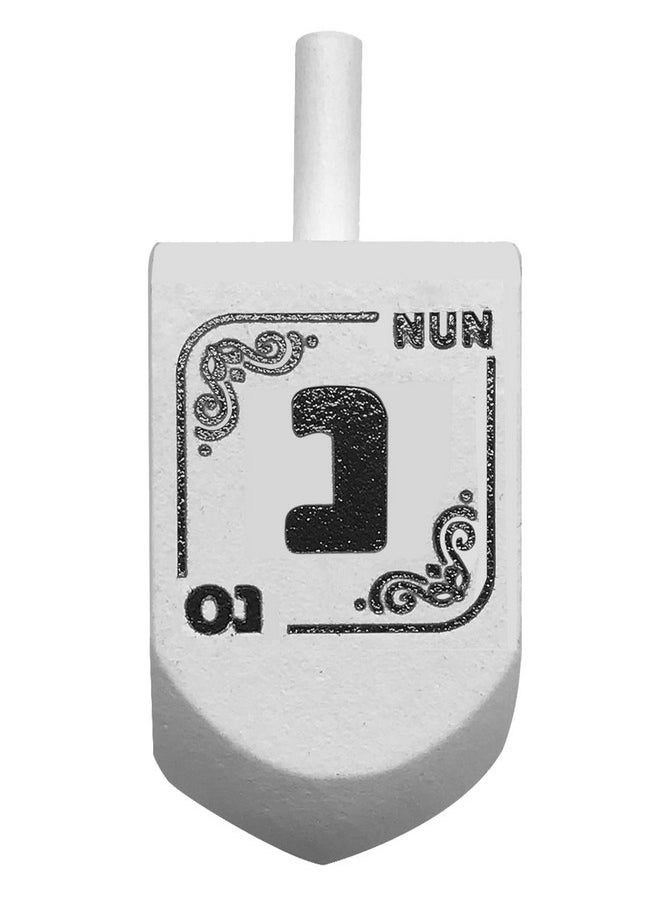 Hanukkah Dreidels - Black & White Wood Dreidel - 10 Pack Medium - Chanukah Spinning Draidel Game