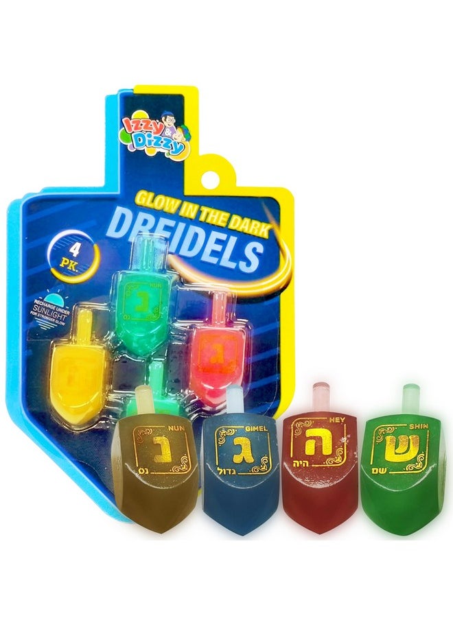 Hanukkah Dreidels - Glow In The Dark Dreidel - 4 Pack Medium