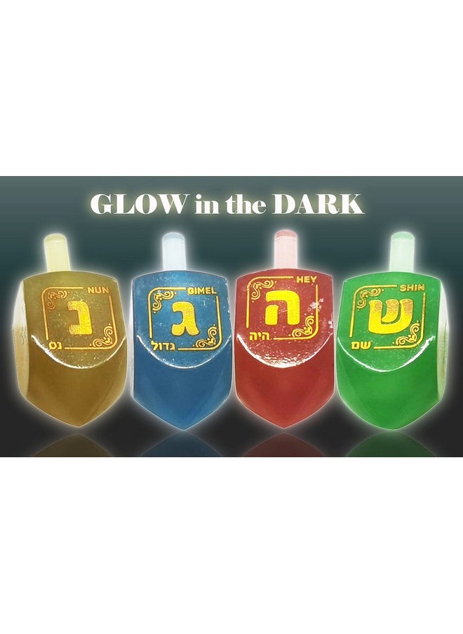 Hanukkah Dreidels - Glow In The Dark Dreidel - 4 Pack Medium