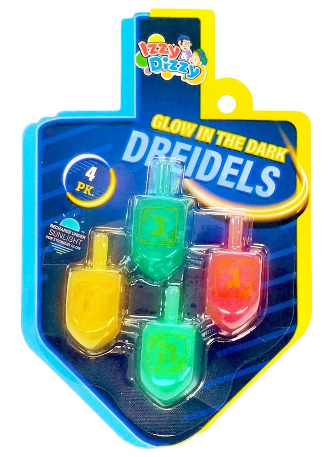 Hanukkah Dreidels - Glow In The Dark Dreidel - 4 Pack Medium