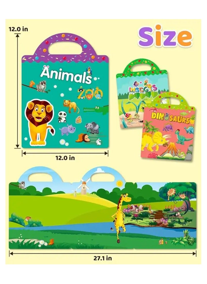 Reusable Sticker Books for Kids Ages 2-4 - Cute Waterproof Sticker Activity Book for Toddlers, Boys & Girls | Interactive Travel Toy for Early Learning & Creative Fun