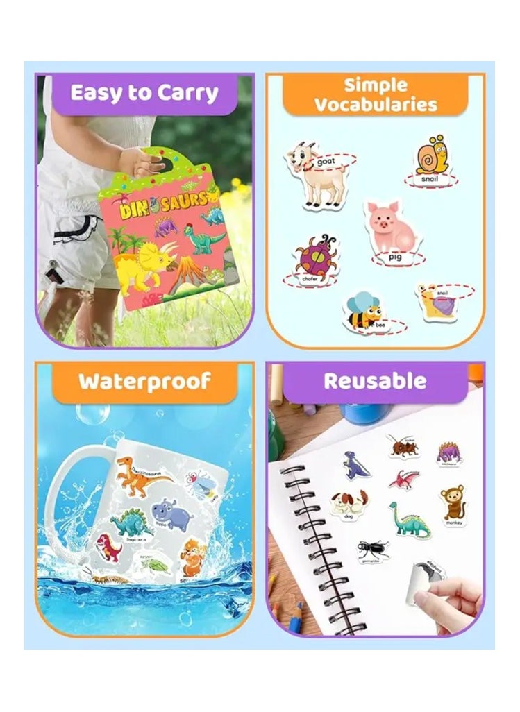 Reusable Sticker Books for Kids Ages 2-4 - Cute Waterproof Sticker Activity Book for Toddlers, Boys & Girls | Interactive Travel Toy for Early Learning & Creative Fun