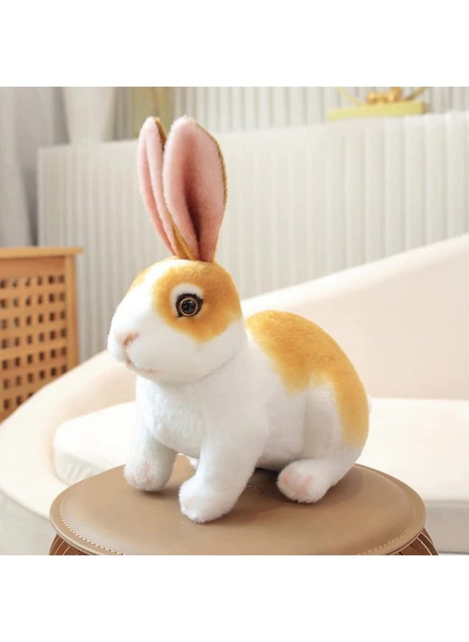 Cute Rabbit Soft Stuffed Plush Animals Toy For Kids Birthday Gift (Size: 25 Cm; Color: White & Brown)