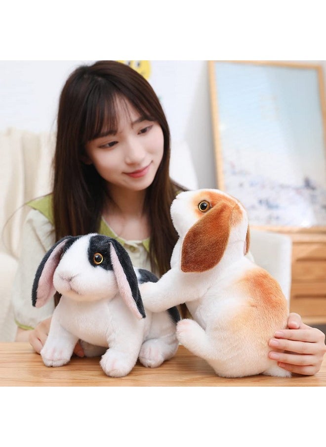 Cute Rabbit Soft Stuffed Plush Animals Toy For Kids Birthday Gift (Size: 25 Cm; Color: White & Brown)