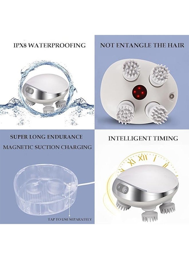 جهاز تدليك فروة الرأس الذكي Scalp Hero Massager لنمو الشعر مع مقاومة للماء Ipx8 جهاز تدليك الرأس لفروة الرأس والاسترخاء وتنظيف فروة الرأس بعمق