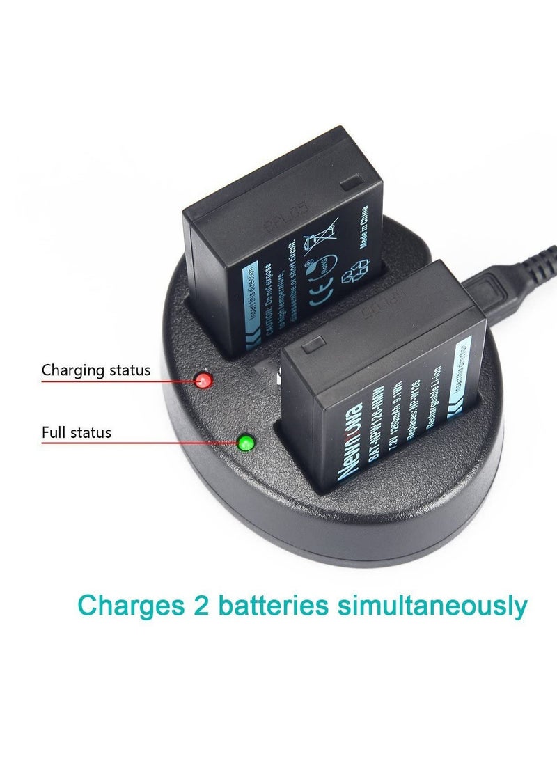 Dual USB Charger Compatible with Fujifilm NP-W126 NP-W126S FinePix X-Pro1 X-Pro2 HS30EXR HS33EXR HS35EXR HS50EXR X100F X-A1 X-A2 X-A3 X-A5 X-E1 X-E2 X-M1 X-T1 X-T2 X-T10 X-T20 X-T100 X-H1