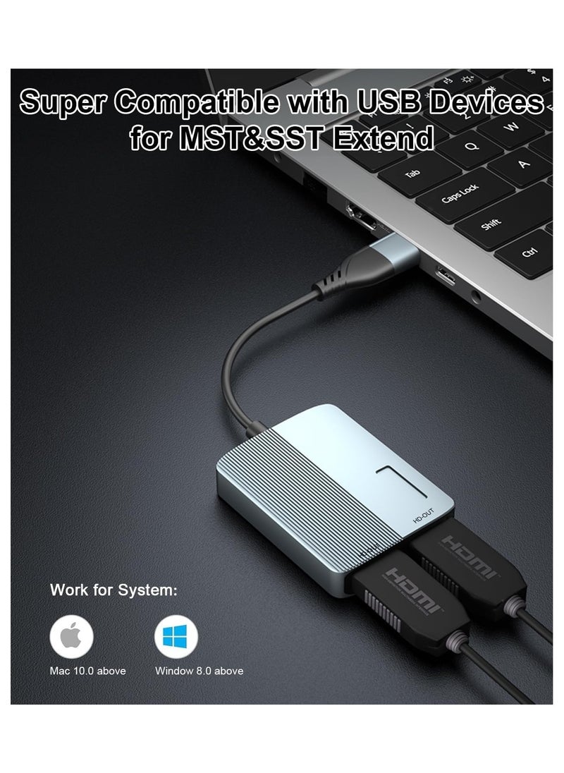 Updated USB 3.0 to Dual HDMI Adapter for Mac and Windows, USB C to HDMI Adapter for Two Monitors, 1080p Dual Monitor Splitter, Extended Display with Three Separate Screens