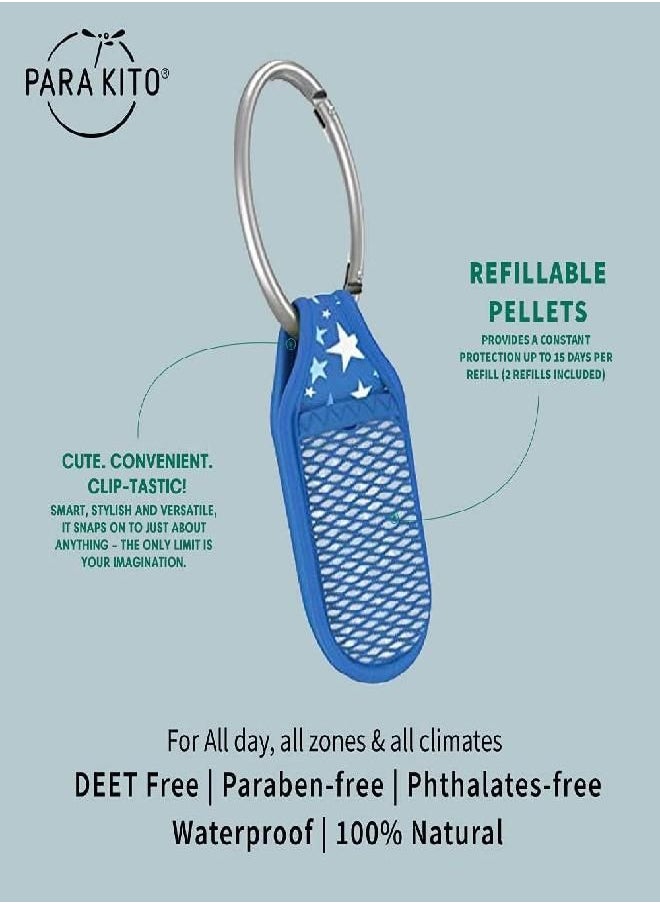 PARA'KITO Mosquito Insect & Bug Repellent Clip w/Natural Essential Oils - Waterproof, Outdoor Pest Repeller (Stars)