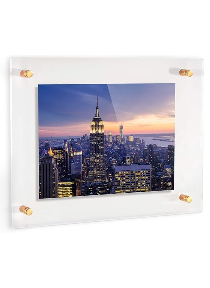 Creative Planet Acrylic A4 Frame Wall Mounted Elegant Double Acrylic Frameless Design Fits A4 size Rulers Photos Certificates Degrees Documents Signs Fits 21cm x 30 cm