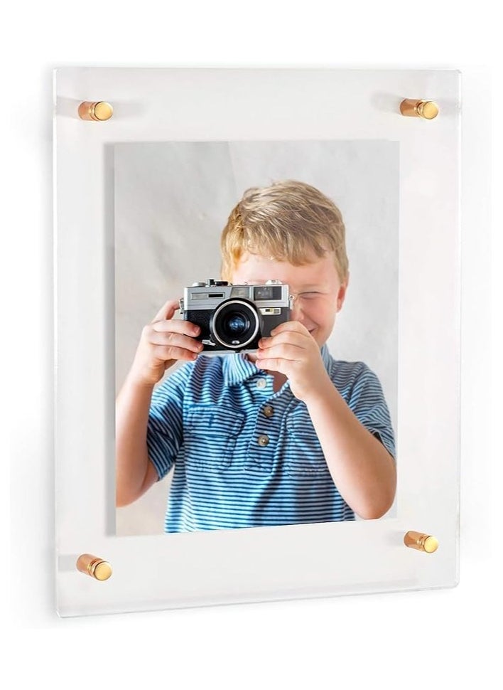 Creative Planet Acrylic A4 Frame Wall Mounted Elegant Double Acrylic Frameless Design Fits A4 size Rulers Photos Certificates Degrees Documents Signs Fits 21cm x 30 cm