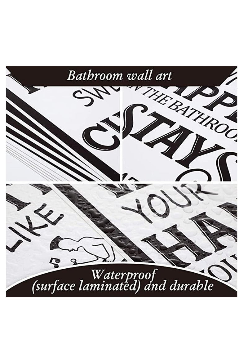 9 Pieces Bathroom Wall Art Pictures Wall Decor, Vintage Bathroom Sign Bathroom Quotes and Sayings Art Prints Bathroom Posters for Wall Restroom Bathroom Decor Pictures Gift, Unframed