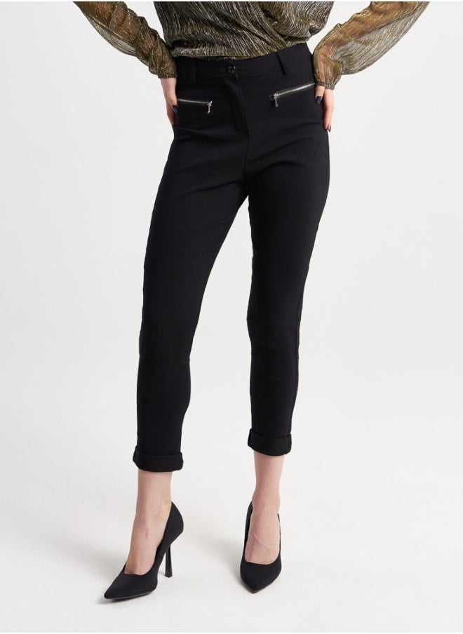 Black Skinny Zipper Pants