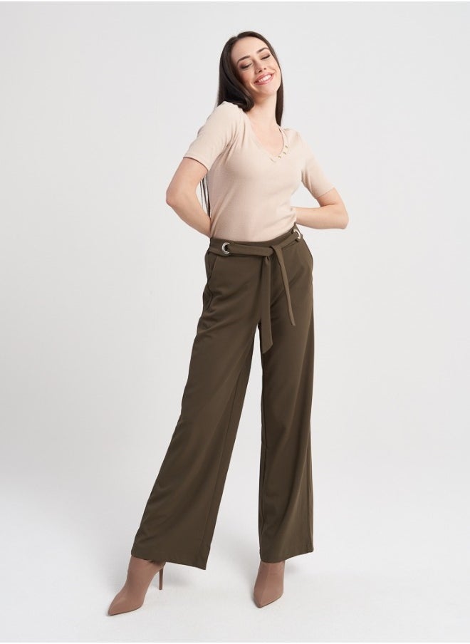 Khaki Belted Trousers