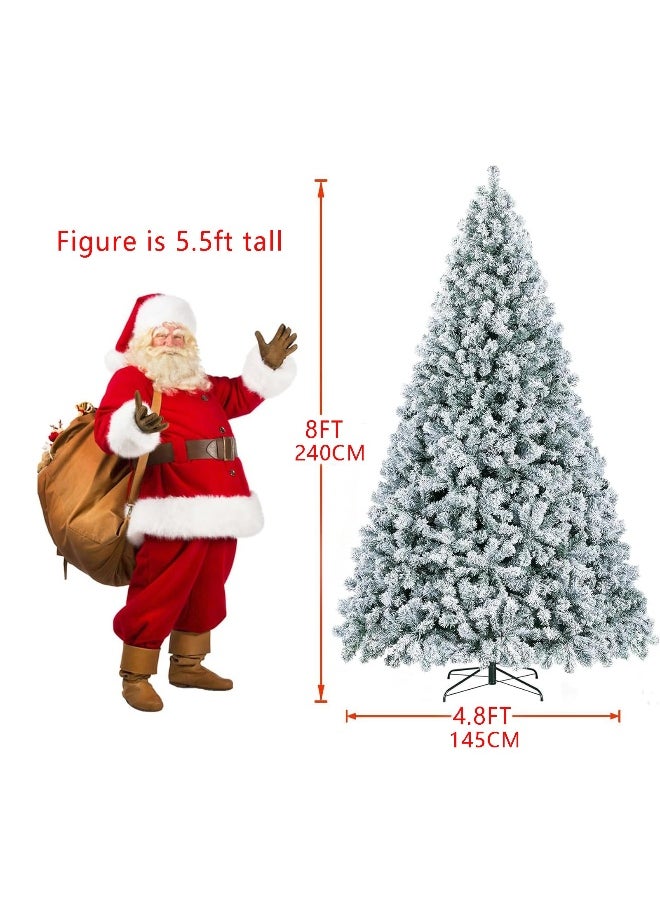 Christmas Tree 8 Feet Artificial Christmas Tree Pine Tree With 1350 Branches And Snow Quick Assembly Metal Hinges And Foldable Base Suitable For Family Interaction 8 Feet