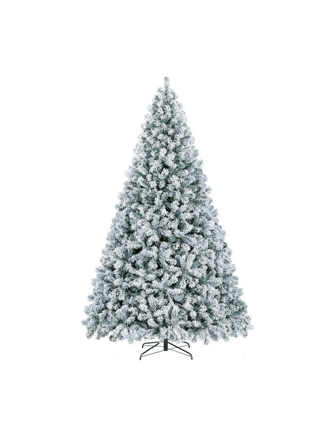 Christmas Tree 8 Feet Artificial Christmas Tree Pine Tree With 1350 Branches And Snow Quick Assembly Metal Hinges And Foldable Base Suitable For Family Interaction 8 Feet