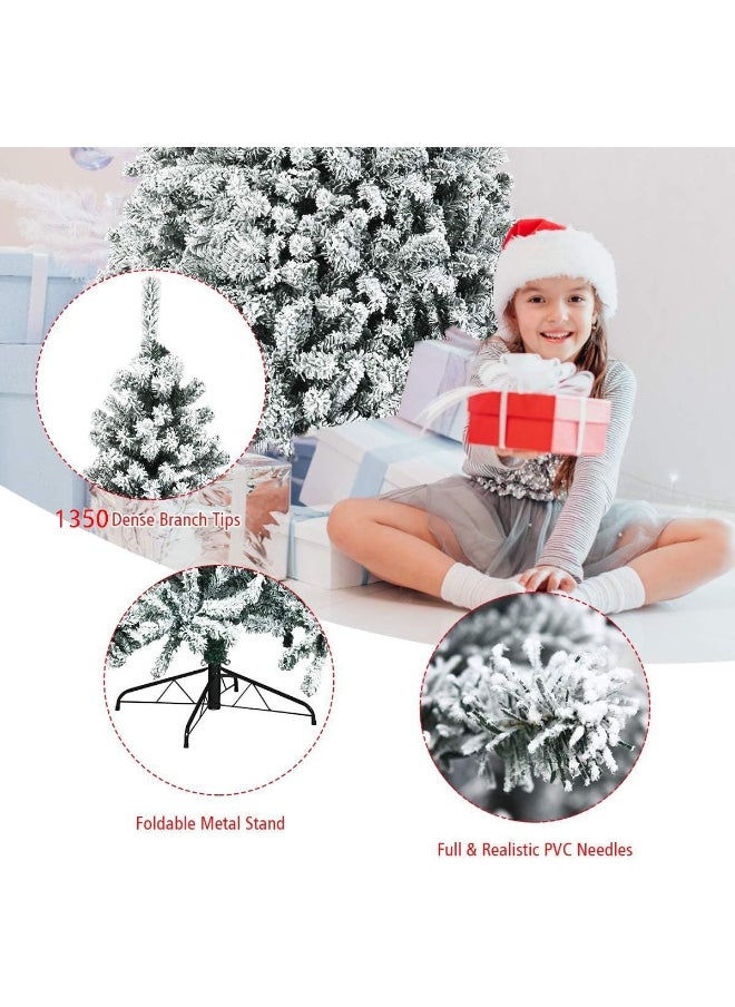 Christmas Tree 8 Feet Artificial Christmas Tree Pine Tree With 1350 Branches And Snow Quick Assembly Metal Hinges And Foldable Base Suitable For Family Interaction 8 Feet