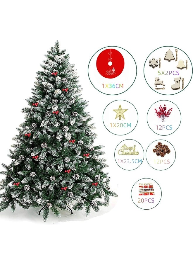 Christmas Tree 6 Feet 1250 Branches Flocking Spray White Xmax Tree With Pine Cones Suitable For Home Office Gi Feet Give Away Decorations 1.8M