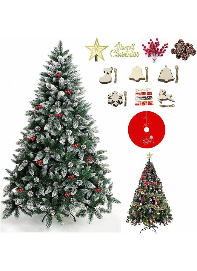 Christmas Tree 6 Feet 1250 Branches Flocking Spray White Xmax Tree With Pine Cones Suitable For Home Office Gi Feet Give Away Decorations 1.8M