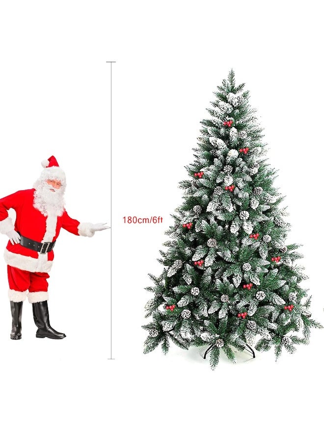 Christmas Tree 6 Feet 1250 Branches Flocking Spray White Xmax Tree With Pine Cones Suitable For Home Office Gi Feet Give Away Decorations 1.8M