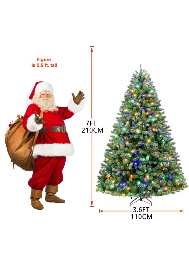 Artificial Christmas Tree 7 Feet With String Light Battery Operated Foldable Metal Stand 1200 Branches Easy Assembly Hinged Tree For Home Decoration Office 7 Feet