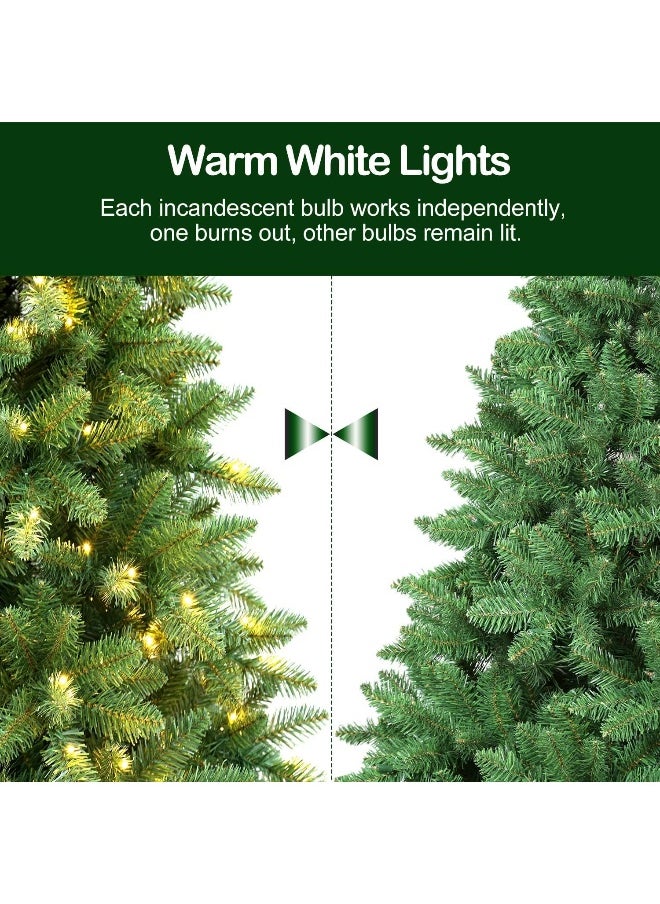 Artificial Christmas Tree 7 Feet With String Light Battery Operated Foldable Metal Stand 1200 Branches Easy Assembly Hinged Tree For Home Decoration Office 7 Feet